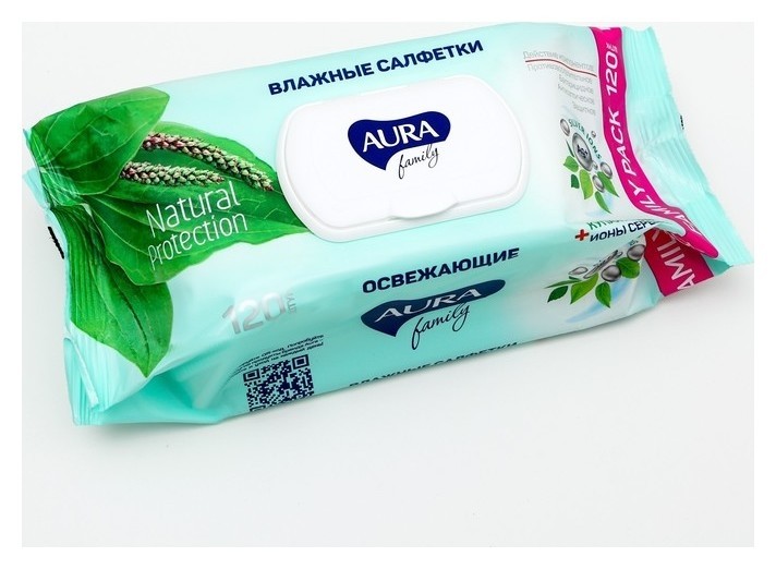 

Влажные салфетки Aura Family освежающие Big-pack с крышкой 120 шт.