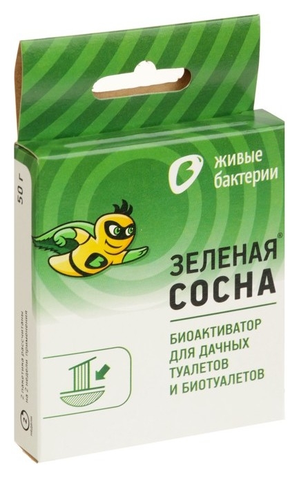 Биоактиватор для дачных туалетов и выгребных ям зеленая сосна, уп. 50 г 2 дозы