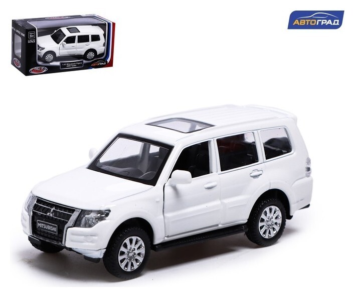 Машина металлическая Mitsubishi Pajero 4wd, 1:43, инерция, открываются двери, цвет белый  Автоград