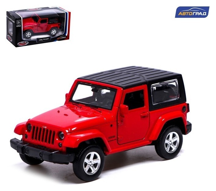 Машина металлическая Jeep Wrangler, 1:42, инерция, открываются двери, цвет красный  Автоград