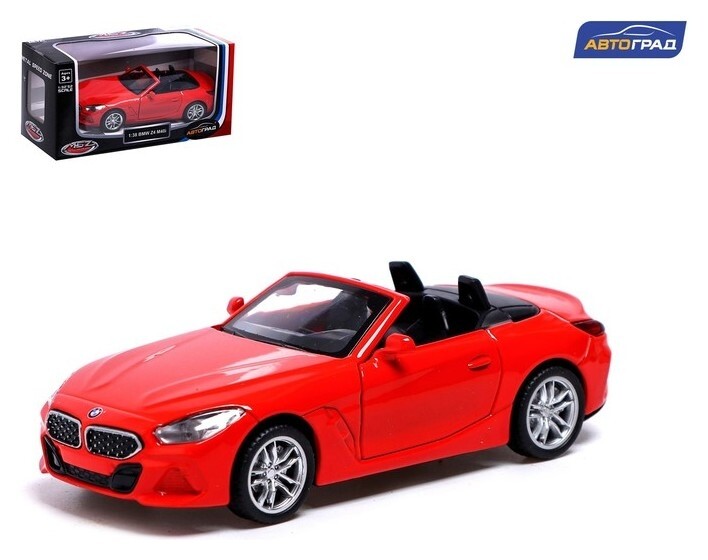 Машина металлическая BMW Z4m40i, 1:38, инерция, открываются двери, цвет красный  Автоград
