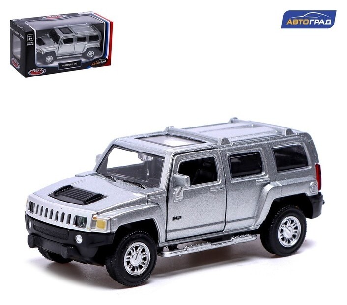 Машина металлическая Hummer H3, 1:43, инерция, открываются двери, цвет серый  Автоград
