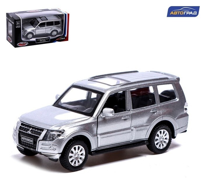 Машина металлическая Mitsubishi Pajero 4wd, 1:43, инерция, открываются двери, цвет серый  Автоград