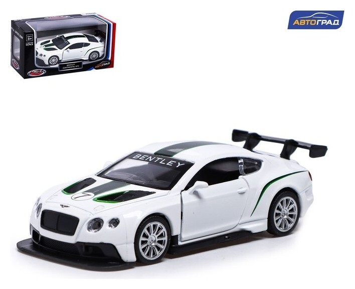 Машина металлическая Bentley Continental Gt3, 1:43, инерция, открываются двери, цвет белый  Автоград