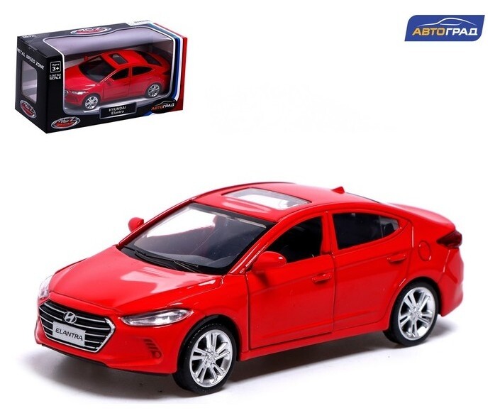 Машина металлическая Hyundai Elantra, 1:40, инерция, открываются двери, цвет красный  Автоград