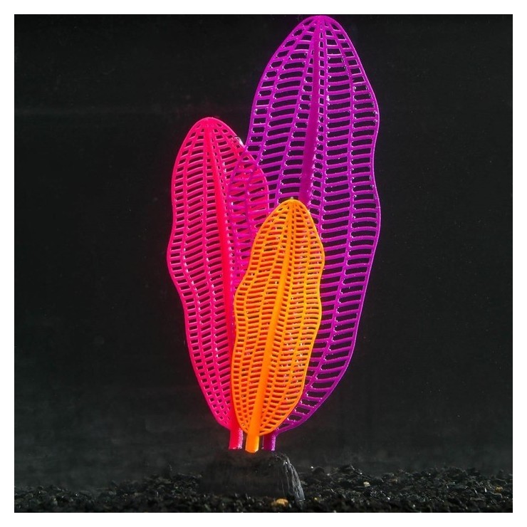 Растение силиконовое аквариумное, светящееся в темноте, 6 х 19 см, цветное