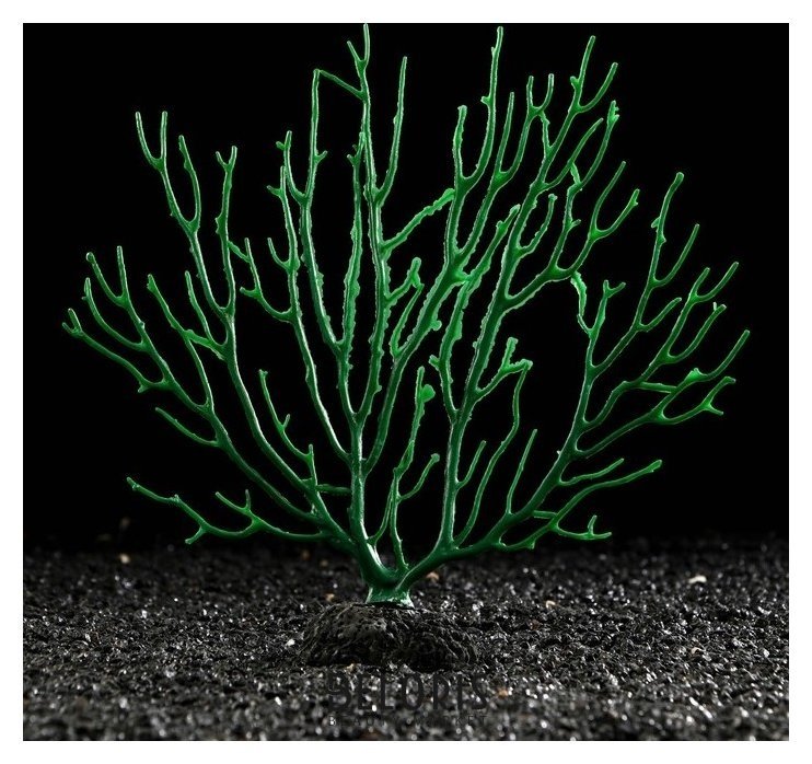 Декоративный коралл горгонария силиконовый, светящийся, 4 х 21 х 23 см, зелёный NNB