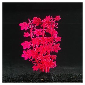 Растение силиконовое аквариумное, светящееся в темноте, 6,5 х 18 см, красное 