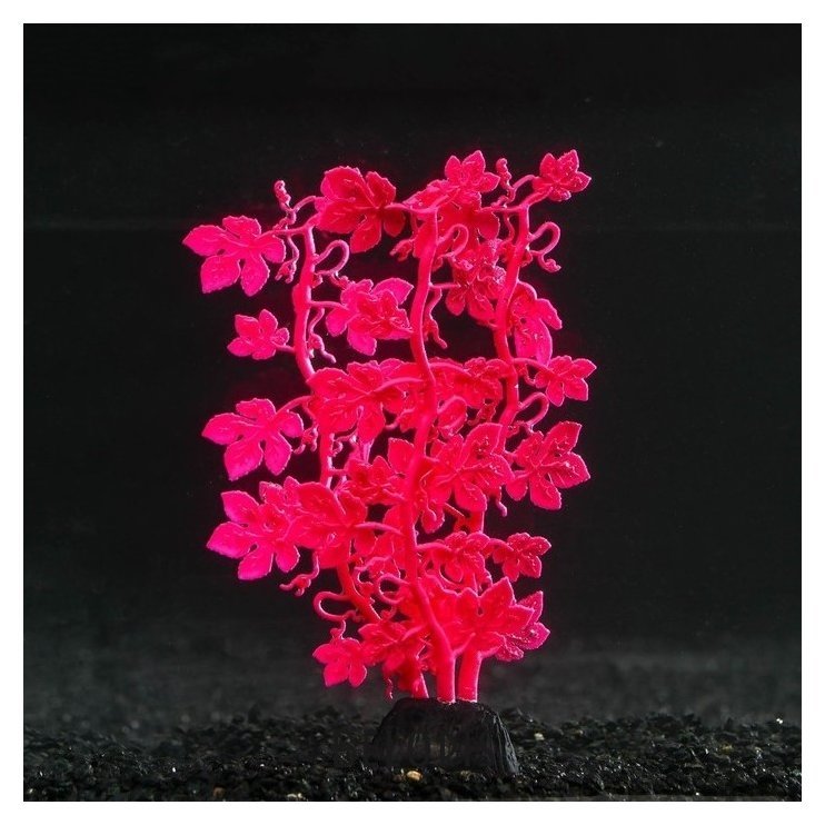 Растение силиконовое аквариумное, светящееся в темноте, 6,5 х 18 см, красное NNB