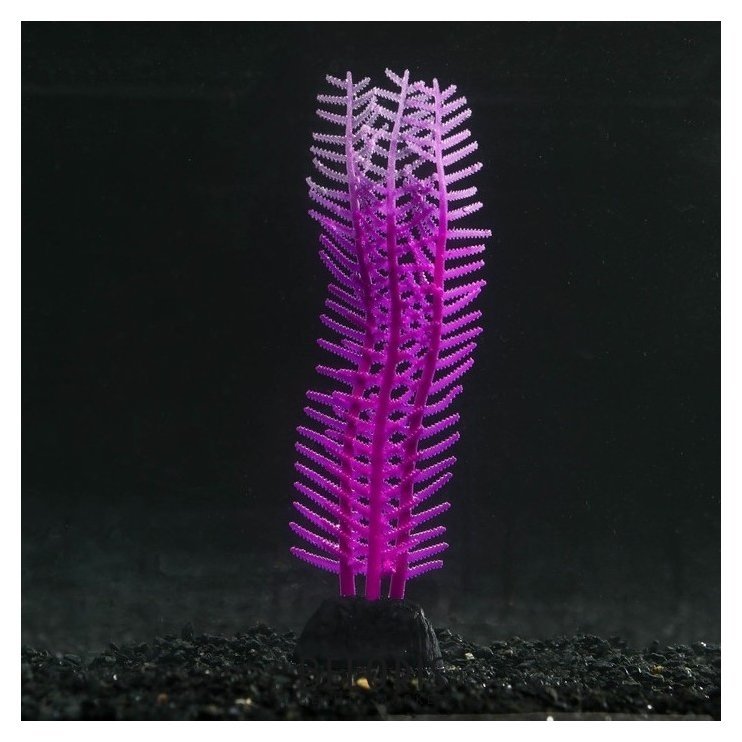 Растение силиконовое аквариумное, светящееся в темноте, 4,5 х 15 см, фиолетовое NNB