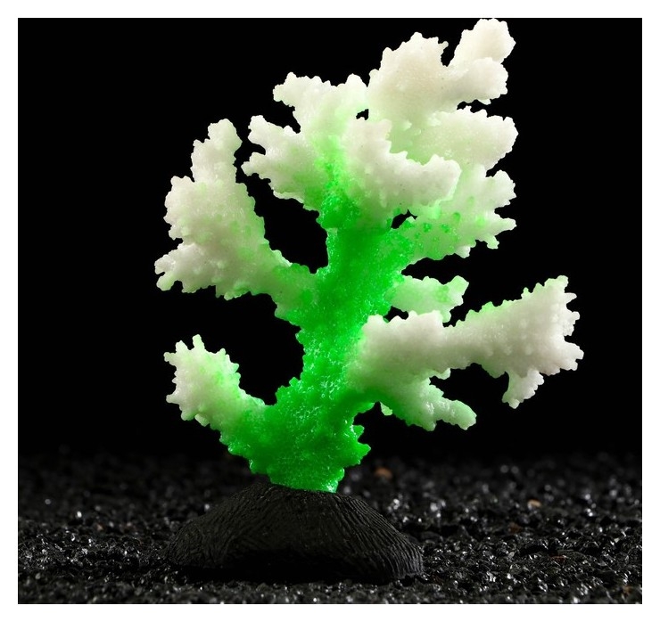 Декор для аквариума коралл силиконовый, светящееся в темноте, 5,5 х 10 х 13