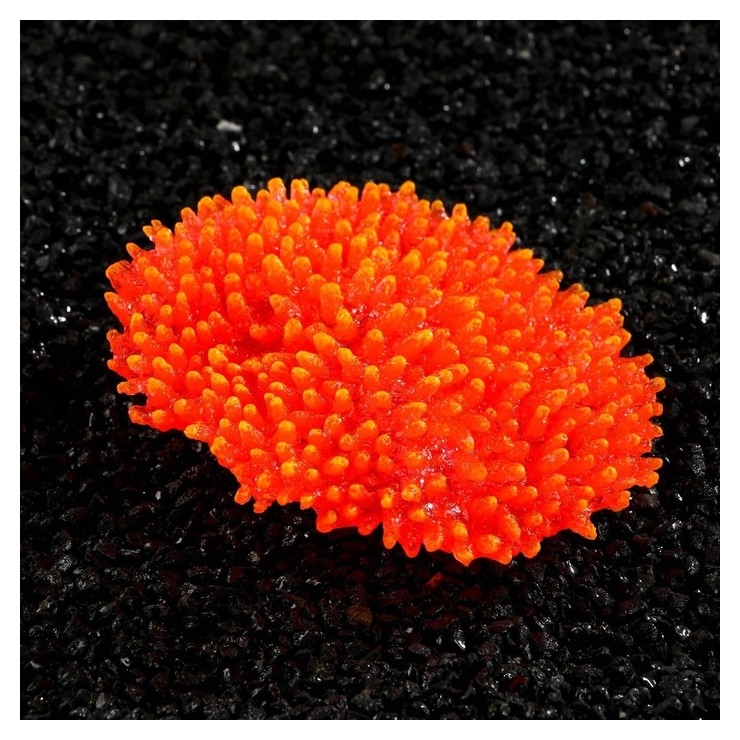 Декор для аквариума коралл силиконовый, светящийся в темноте, 10 х 4,5 см, красный