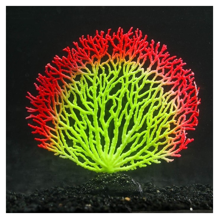 Декоративный коралл горгонария силиконовый, светящийся, 3 х 13,5 х 15 см, красный