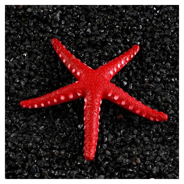 Декор для аквариума звезда силиконовая, с неоновым эффектом, 10 х 10,5 х 1,5 см, красная
