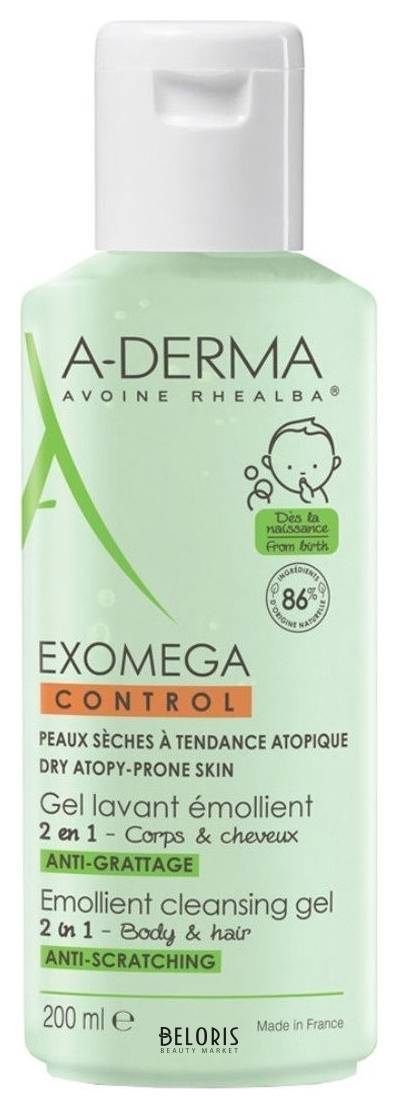 Гель для тела и волос смягчающий очищающий 2 в 1 Exomega Control A-DERMA Exomega Control