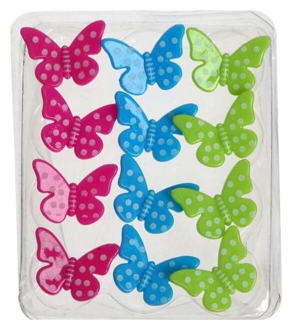 Кнопки канцелярские силовые в форме бабочек, 12 штук, Devente Butterfly  deVente