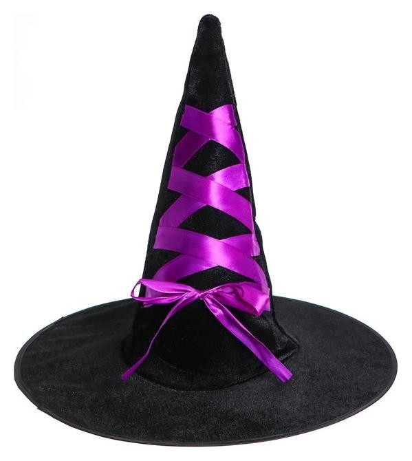 Карнавальная шляпа «Ведьма» фиолетовая лента