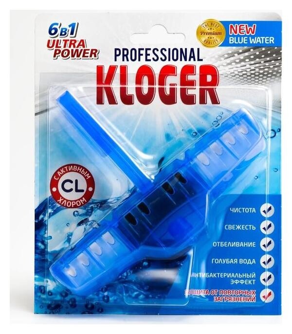 Чистящее средство для унитазов "Kloger Proff", подвеска 6 в 1, с хлором, 1 шт. Kloger