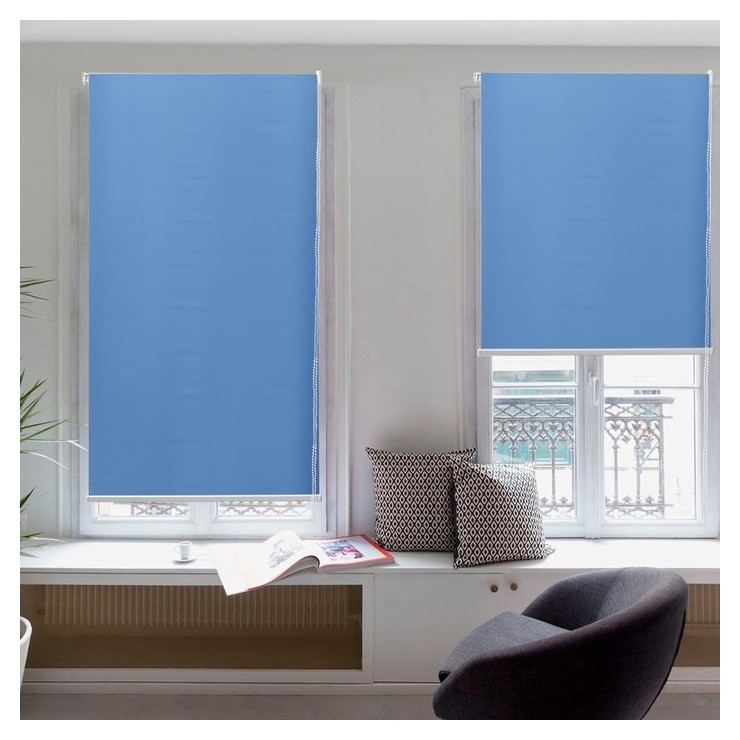 Штора рулонная «Нега», блэкаут, 60×180 см, цвет синий
