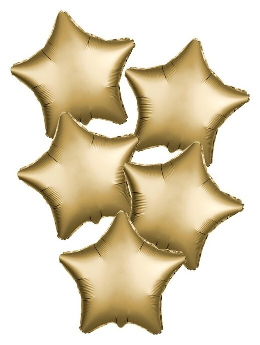 Шары фольгированные 19", звезда, набор 5 шт., цвет золото, мистик  Leti