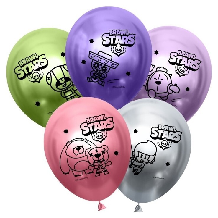 Шар латексный 12" Brawl Stars «Команда бойцов», хром, 2-сторонний, набор 25 шт.  Дон Баллон