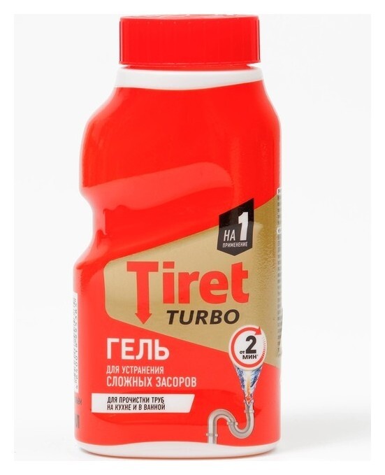 Для удаления засоров в канализационных трубах, Tiret "Турбогель", 200 мл  Tiret
