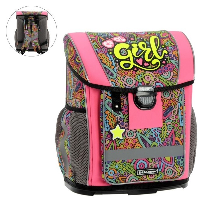 

Ранец на замке Erich Krause Ergoline 16l, 37 х 30 х 16 мм, Cool Girl, жёсткое дно, розовый