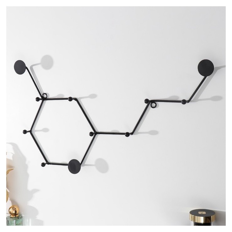 

Крючки декоративные металл "Молекулы" чёрный 29,5х55 см