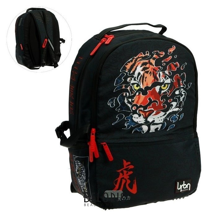 Рюкзак молодежный эргономичная спинка + Usb и аудио выход Devente Red Label Tiger, 39 х 30 х 17 см, чёрный/оранжевый deVente