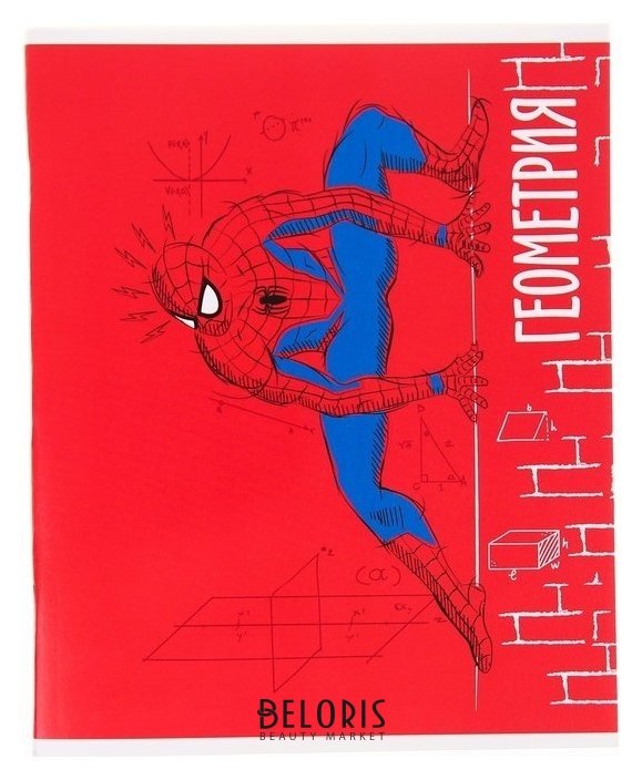 Тетрадь предметная 48 листов, клетка, Геометрия, человек-паук Marvel Comics