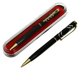 Ручка подарочная, шариковая "Кора" в пластиковом футляре, поворотная, корпус черный с золотым Calligrata