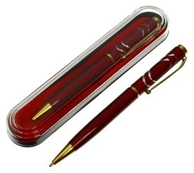 Ручка подарочная, шариковая "Кора" в пластиковом футляре, поворотная, корпус красный с золотым Calligrata