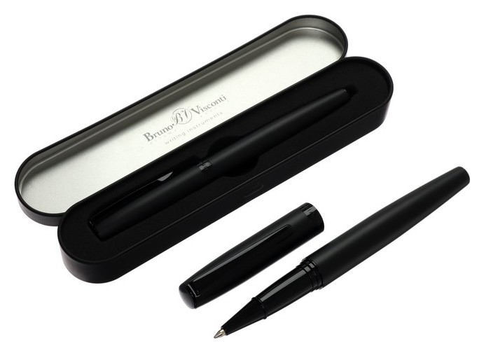 Ручка-роллер, 1.0 мм, Bruno Visconti Sorrento, стержень синий, чёрный металлический корпус, в металлическом футляре