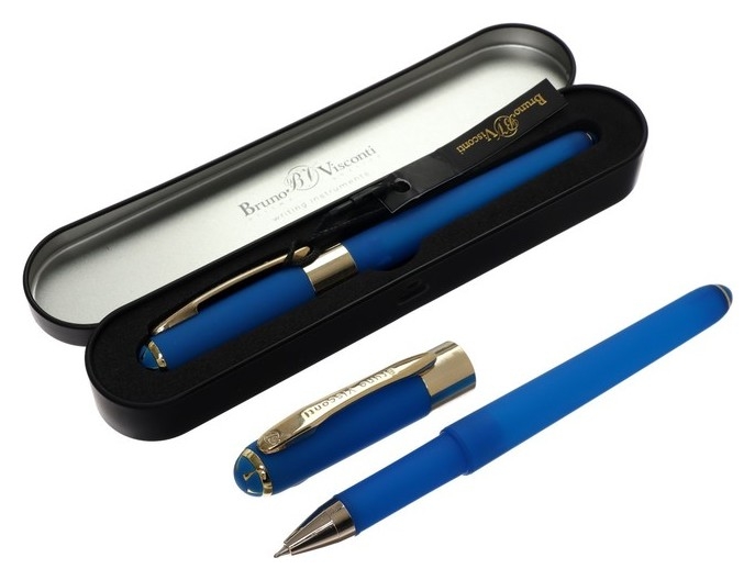 Ручка шариковая, 0.5 мм, Bruno Visconti Monaco, стержень синий, корпус ярко-синий, в металлическом футляре