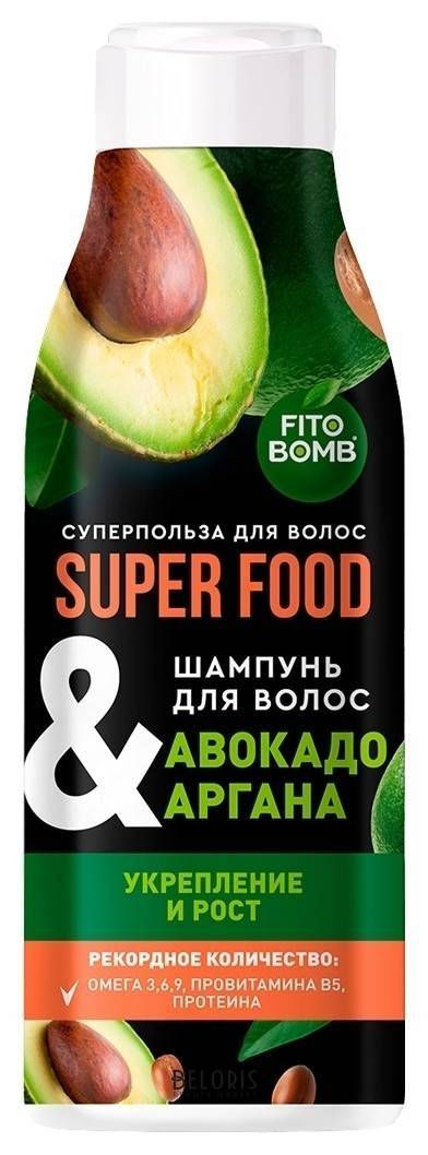 Шампунь для волос укрепление и рост Авокадо & Аргана Super Food Фитокосметик Super Food