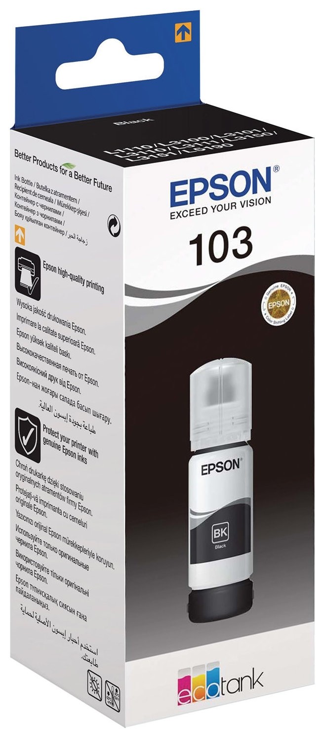 

Чернила Epson (C13t00s14a) для снпч Epson L3100/l3101/l3110/l3150/l3151/l1110, черные, оригинальные, Черный