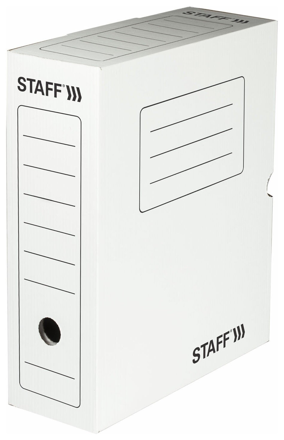 Короб архивный с клапаном А4 (260х325 мм), 100 мм, до 900 листов, микрогофрокартон, белый, Staff, 128863 Staff