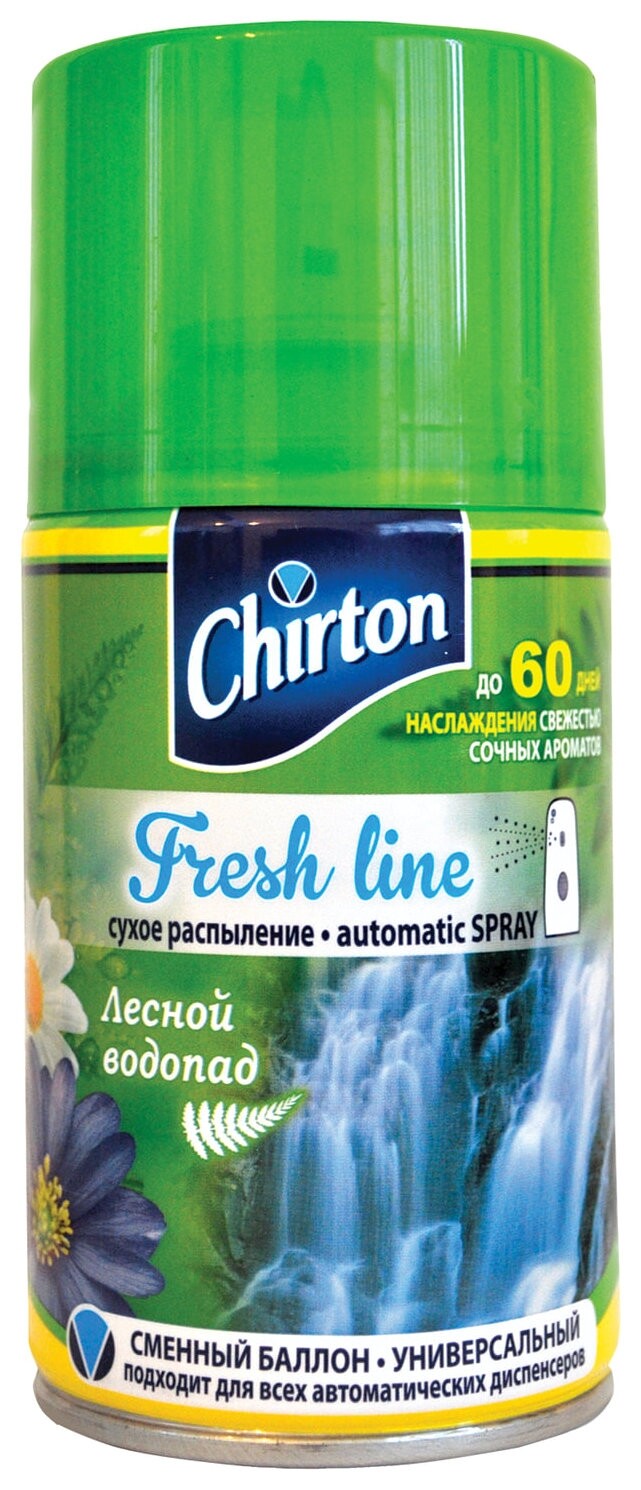 Сменный баллон 250 мл, Chirton "Лесной водопад", для автоматических освежителей, универсальный, сухое распыление, 4670013302581  Chirton