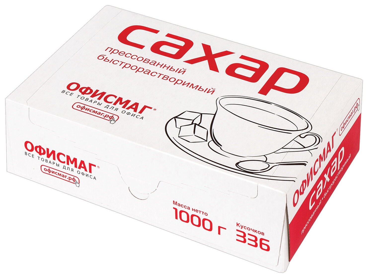 Сахар-рафинад офисмаг, 1 кг (336 кусочков, размер 12х14х15 мм), картонная упаковка, 620683  Офисмаг