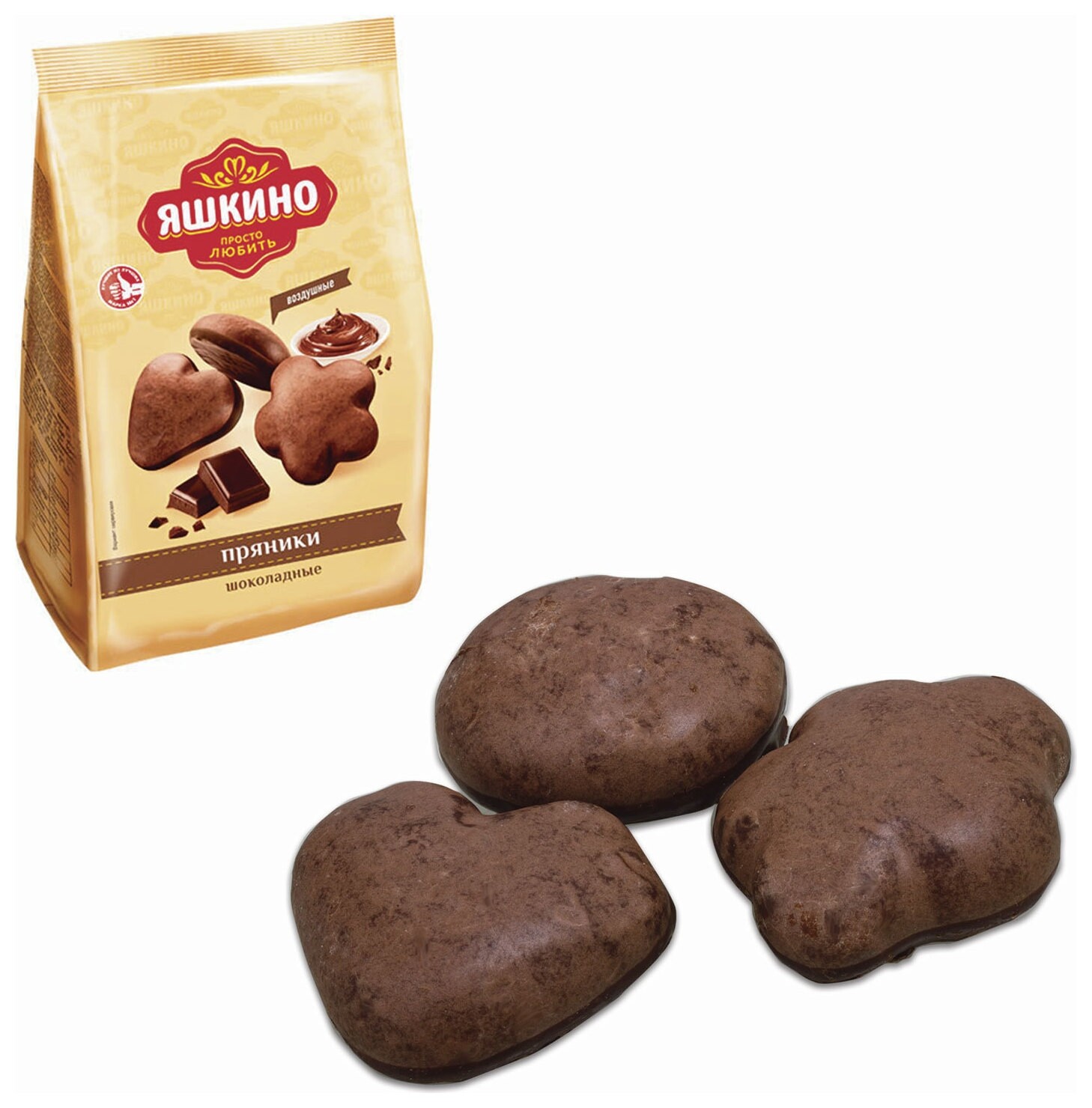 Пряники яшкино "Шоколадные", в сахарной и шоколадной глазури, 350 г, яп901 Яшкино