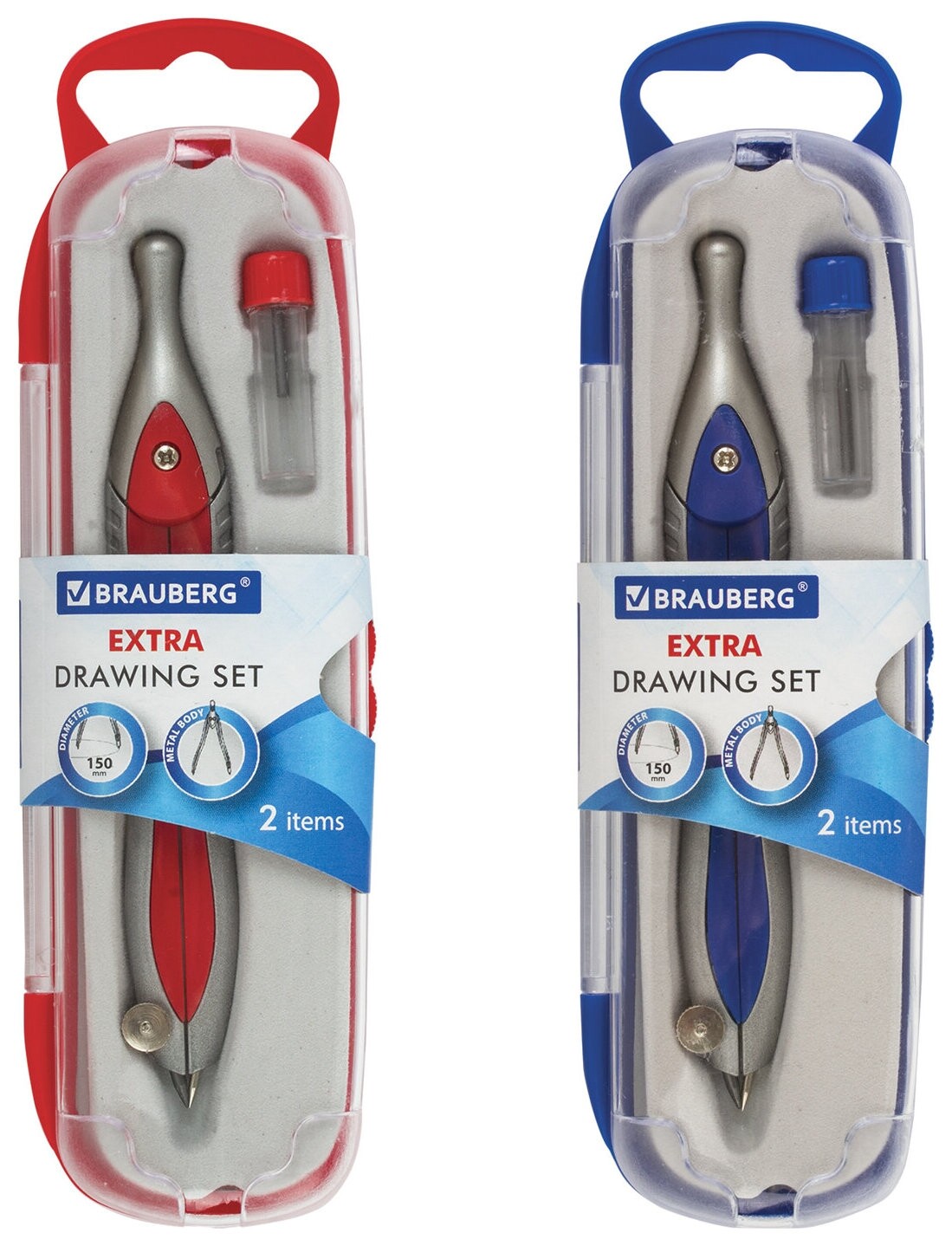Готовальня Brauberg "Extra", 2 предмета (Циркуль 120 мм, грифель), в пенале, 210684  Brauberg