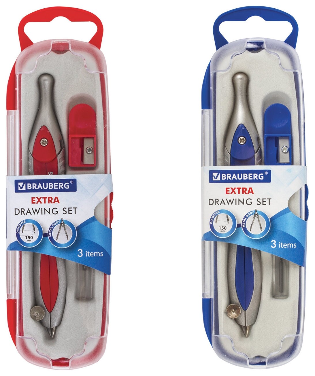 Готовальня Brauberg "Extra", 3 предмета (Циркуль 120 мм, точилка, грифель), в пенале, 210685  Brauberg