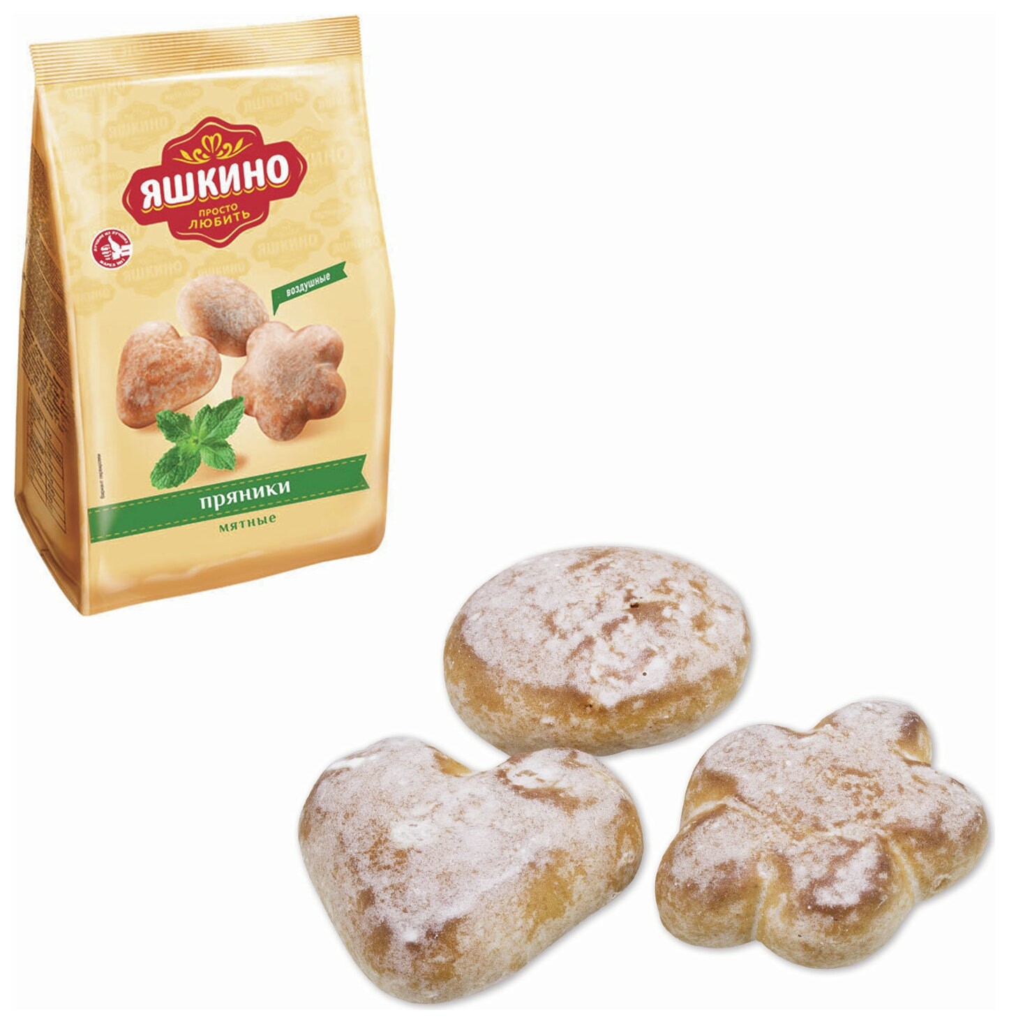 Пряники яшкино "Мятные", в сахарной глазури, 350 г, яп902  Яшкино