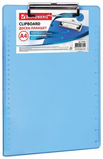 Доска-планшет Brauberg "Energy" с прижимом А4 (226х315 мм), пластик, 2 мм, синяя, 232230 Brauberg