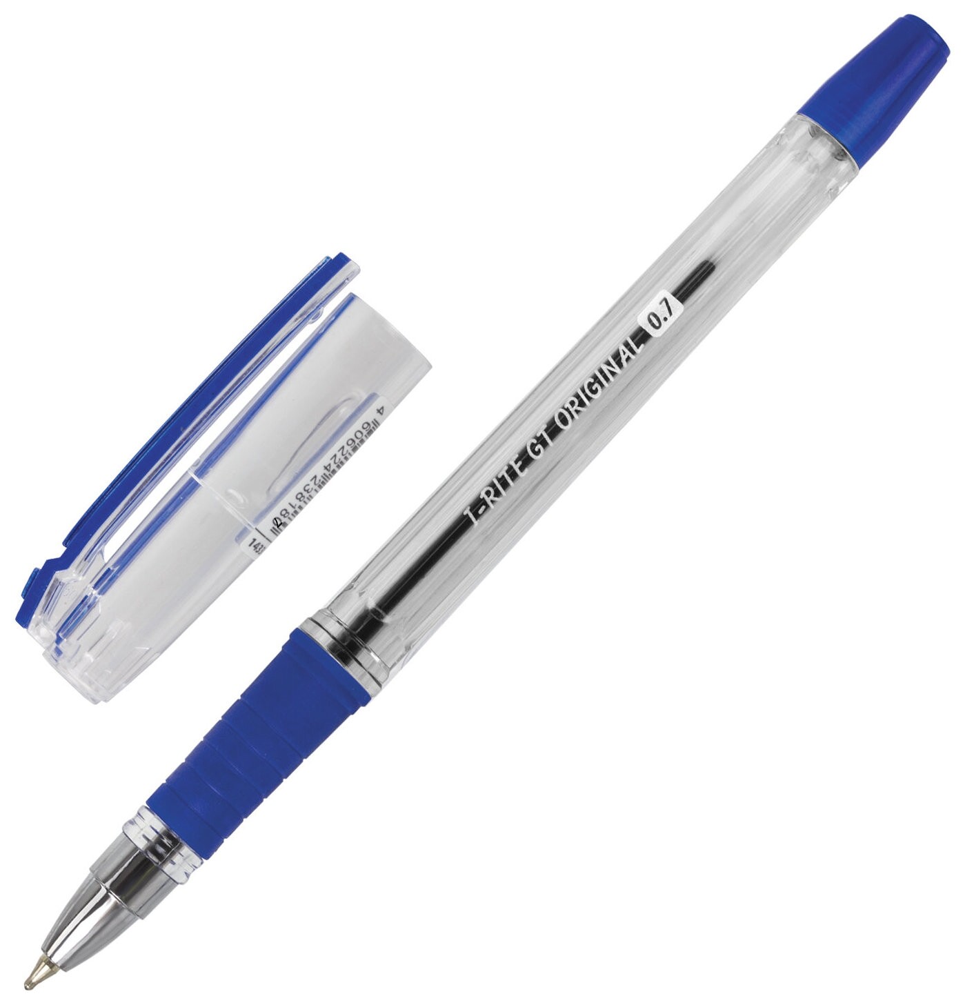 Ручка шариковая масляная с грипом Brauberg I-rite Gt, синяя, корпус прозрачный, узел 0,7 мм, 143300 Brauberg