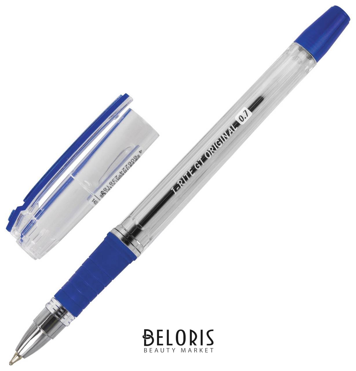 Ручка шариковая масляная с грипом Brauberg I-rite Gt, синяя, корпус прозрачный, узел 0,7 мм, 143300 Brauberg