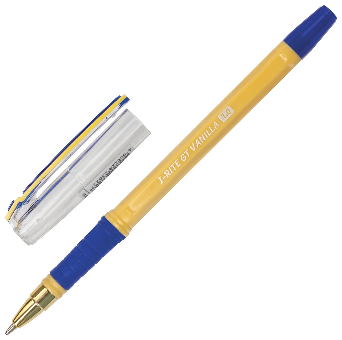 Ручка шариковая масляная с грипом Brauberg I-rite GT Vanilla, синяя, корпус кремовый, узел 1 мм, 143304 Brauberg