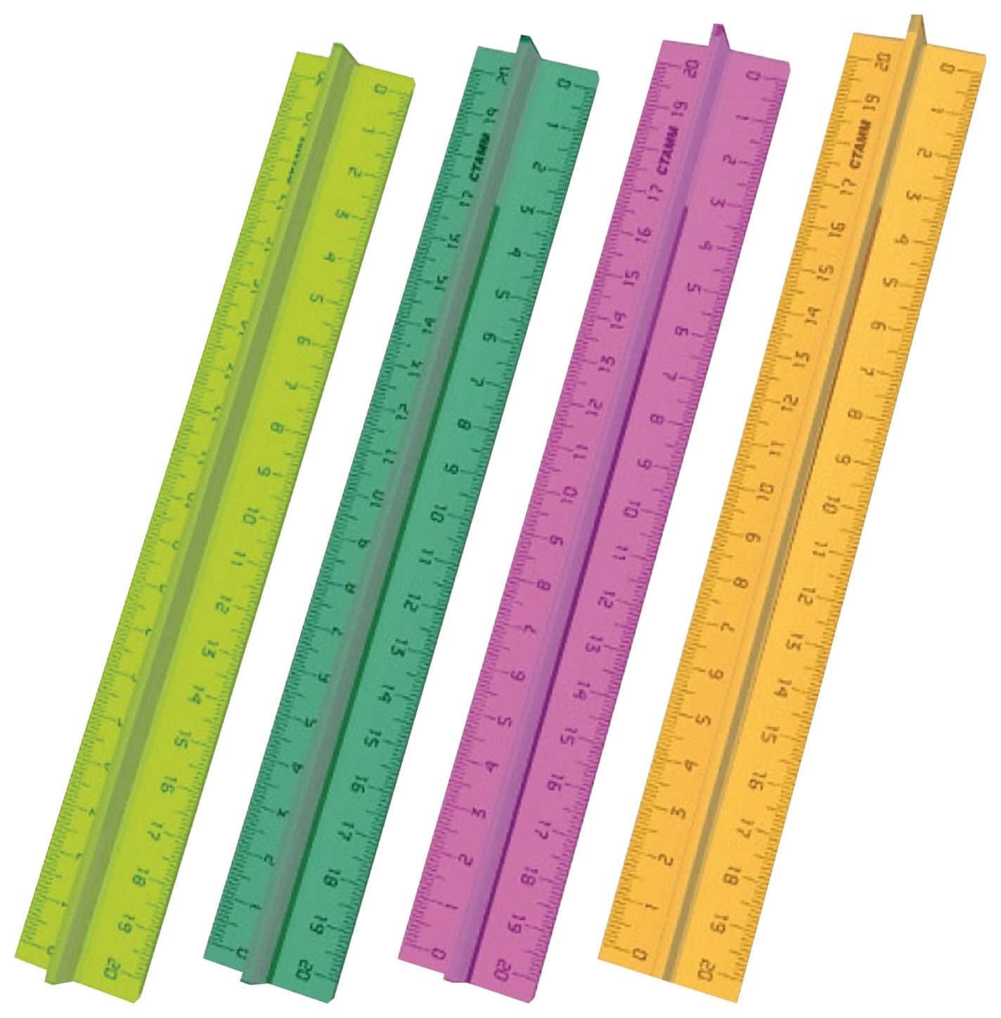 Линейка пластиковая 20 см, стамм "Neon Crystal", с держателем, прозрачная, неоновая, лн17  Стамм