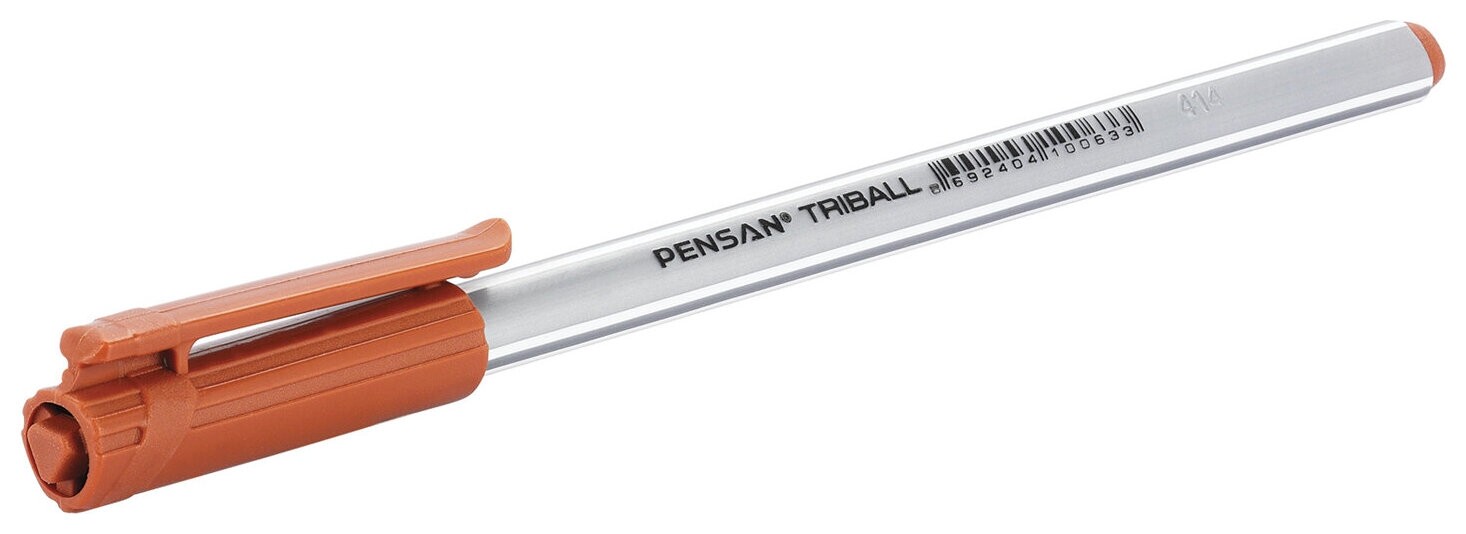 Ручка шариковая масляная Pensan "Triball", коричневая, трехгранная, узел 1 мм, линия письма 0,5 мм, 1003/12  Pensan