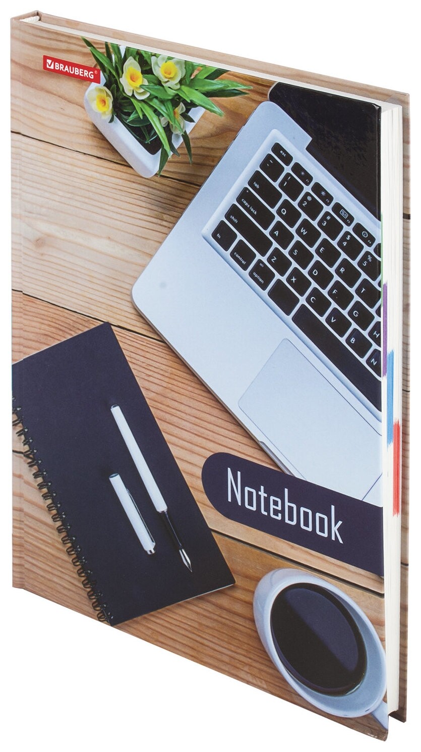 Блокнот большой формат (215х295 мм) А4, 160 л., твердый, клетка, блок 5 цветов, Brauberg, "Офис", 111590  Brauberg